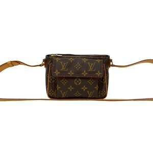 LOUIS VUITTON Authentic Brown Monogram Leather Pochette Shoulder Bag
